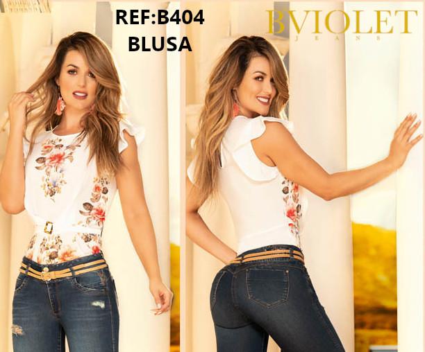 Blusa Colombiana de Dama Con Brazos Descubiertos, mangas y cuello decorados y estampado floral